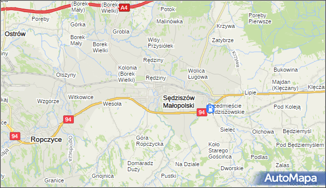 mapa Sędziszów Małopolski, Sędziszów Małopolski na mapie Targeo