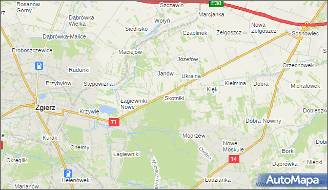 mapa Skotniki gmina Zgierz, Skotniki gmina Zgierz na mapie Targeo