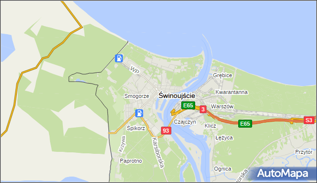 mapa Świnoujście, Świnoujście na mapie Targeo