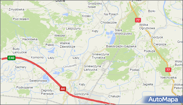 mapa Gniewczyna Tryniecka, Gniewczyna Tryniecka na mapie Targeo