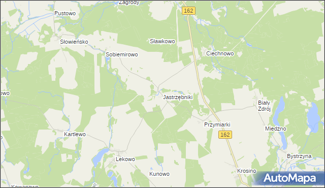 mapa Jastrzębniki gmina Sławoborze, Jastrzębniki gmina Sławoborze na mapie Targeo