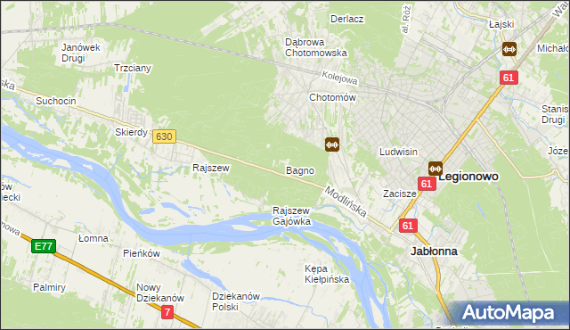 mapa Bagno gmina Jabłonna, Bagno gmina Jabłonna na mapie Targeo