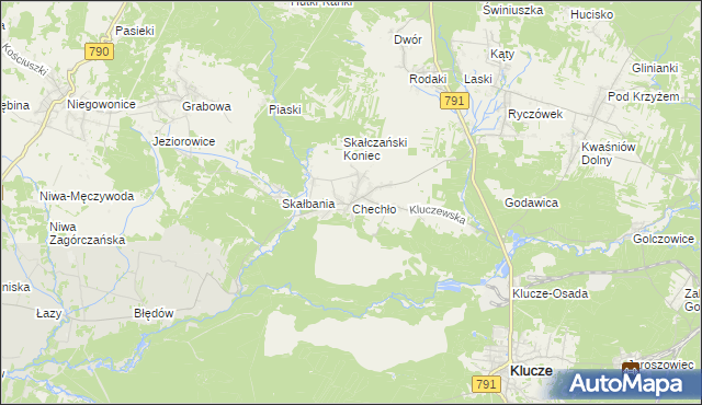 mapa Chechło gmina Klucze, Chechło gmina Klucze na mapie Targeo