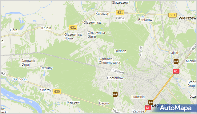 mapa Dąbrowa Chotomowska, Dąbrowa Chotomowska na mapie Targeo