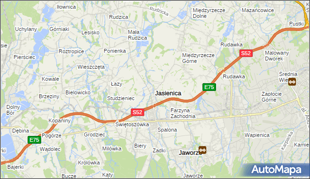 mapa Jasienica powiat bielski, Jasienica powiat bielski na mapie Targeo