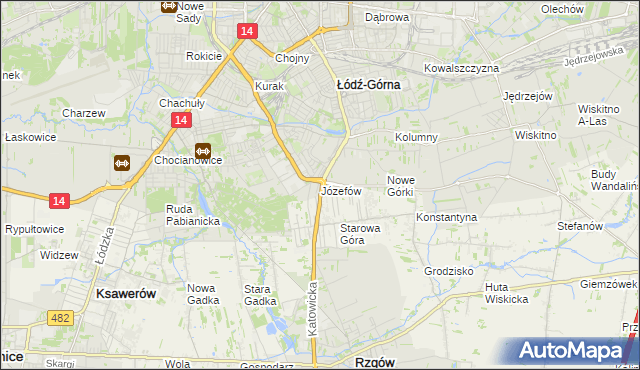 mapa Józefów gmina Łódź, Józefów gmina Łódź na mapie Targeo