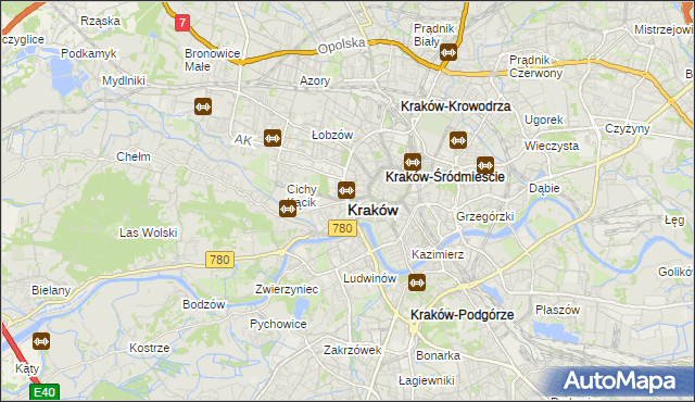 mapa Krakowa, Kraków na mapie Targeo