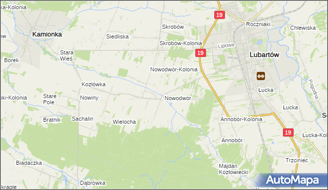 mapa Nowodwór gmina Lubartów, Nowodwór gmina Lubartów na mapie Targeo