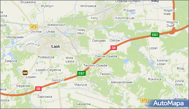 mapa Ostrów-Osiedle, Ostrów-Osiedle na mapie Targeo
