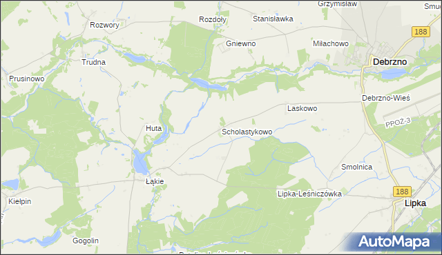 mapa Scholastykowo, Scholastykowo na mapie Targeo