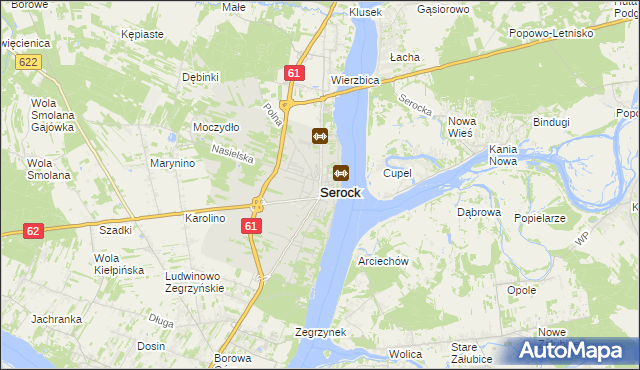 mapa Serock powiat legionowski, Serock powiat legionowski na mapie Targeo