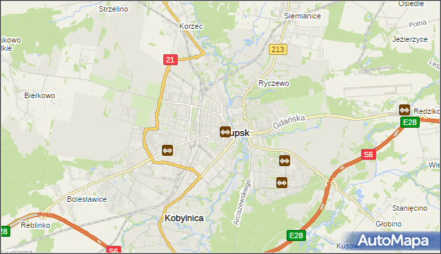 mapa Słupska, Słupsk na mapie Targeo