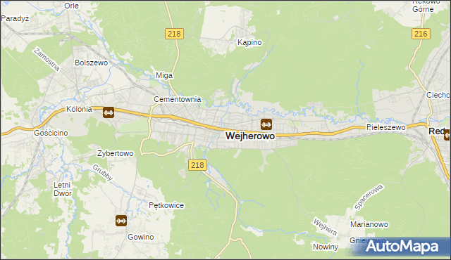 mapa Wejherowo, Wejherowo na mapie Targeo