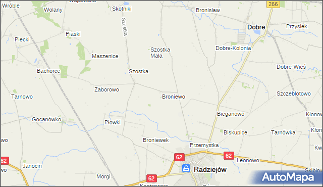 mapa Broniewo gmina Radziejów, Broniewo gmina Radziejów na mapie Targeo