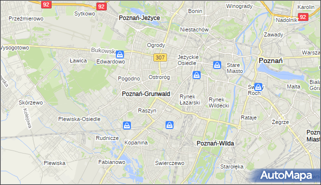 mapa Łazarz gmina Poznań, Łazarz gmina Poznań na mapie Targeo