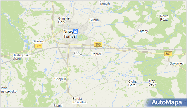 mapa Paproć, Paproć na mapie Targeo