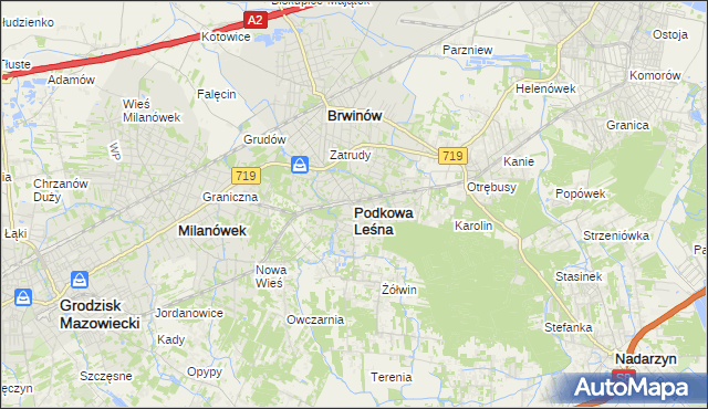 mapa Podkowa Leśna, Podkowa Leśna na mapie Targeo