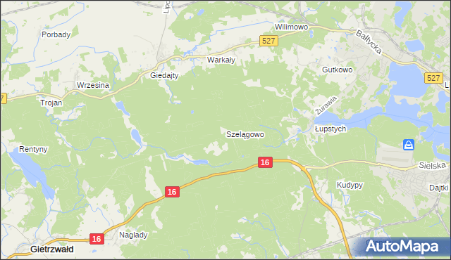 mapa Szelągowo, Szelągowo na mapie Targeo