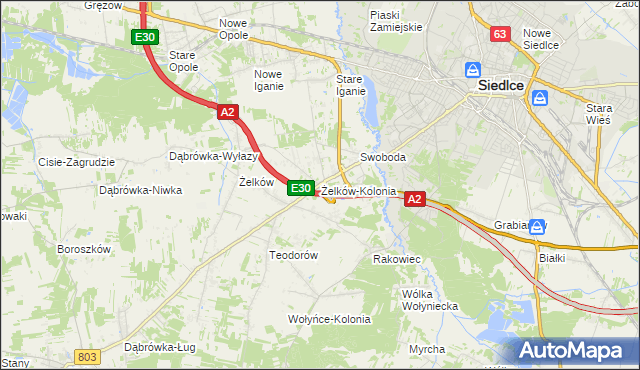 mapa Żelków-Kolonia, Żelków-Kolonia na mapie Targeo