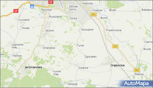 mapa Turów gmina Głogów, Turów gmina Głogów na mapie Targeo
