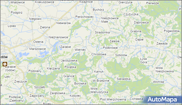 mapa Chrostowa gmina Łapanów, Chrostowa gmina Łapanów na mapie Targeo