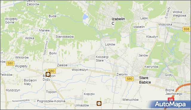 mapa Koczargi Stare, Koczargi Stare na mapie Targeo