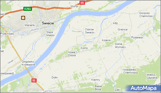 mapa Kolno gmina Chełmno, Kolno gmina Chełmno na mapie Targeo