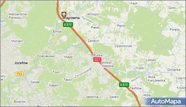 mapa Rudka gmina Wiązowna, Rudka gmina Wiązowna na mapie Targeo