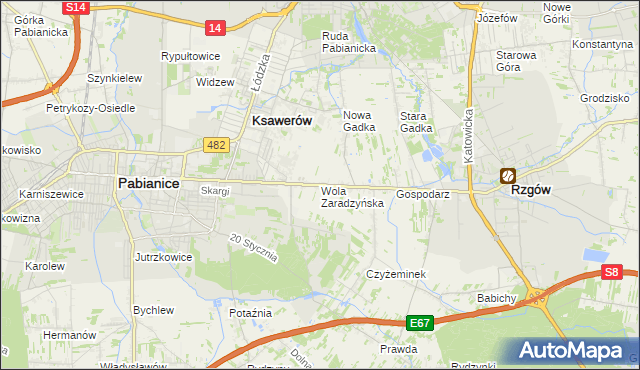mapa Wola Zaradzyńska, Wola Zaradzyńska na mapie Targeo