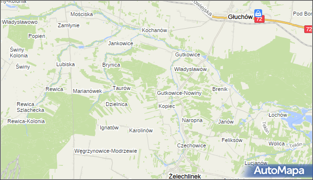 mapa Gutkowice-Nowiny, Gutkowice-Nowiny na mapie Targeo