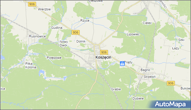 mapa Koszęcin powiat lubliniecki, Koszęcin powiat lubliniecki na mapie Targeo