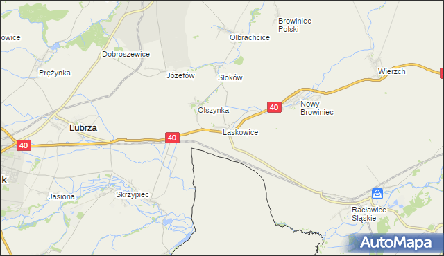 mapa Laskowice gmina Lubrza, Laskowice gmina Lubrza na mapie Targeo