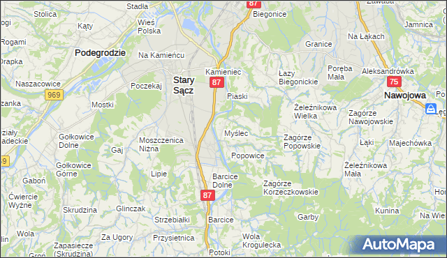 mapa Myślec, Myślec na mapie Targeo