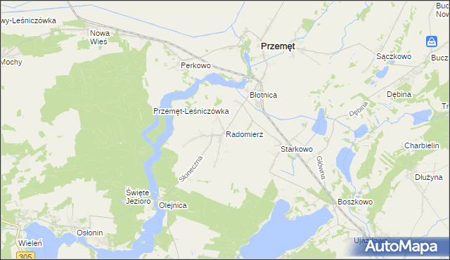 mapa Radomierz gmina Przemęt, Radomierz gmina Przemęt na mapie Targeo