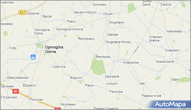 mapa Rembowo gmina Opinogóra Górna, Rembowo gmina Opinogóra Górna na mapie Targeo
