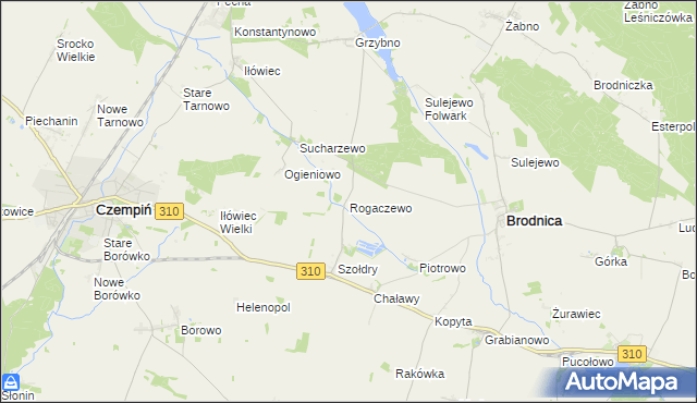 mapa Rogaczewo gmina Brodnica, Rogaczewo gmina Brodnica na mapie Targeo