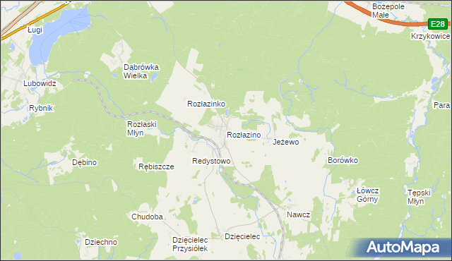mapa Rozłazino gmina Łęczyce, Rozłazino gmina Łęczyce na mapie Targeo