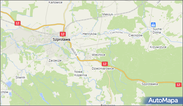 mapa Wiechlice, Wiechlice na mapie Targeo