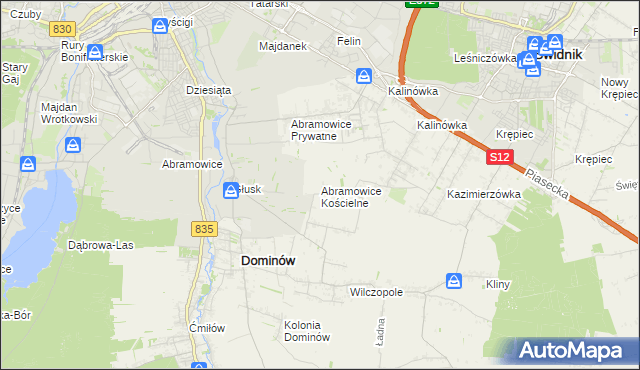 mapa Abramowice Kościelne, Abramowice Kościelne na mapie Targeo