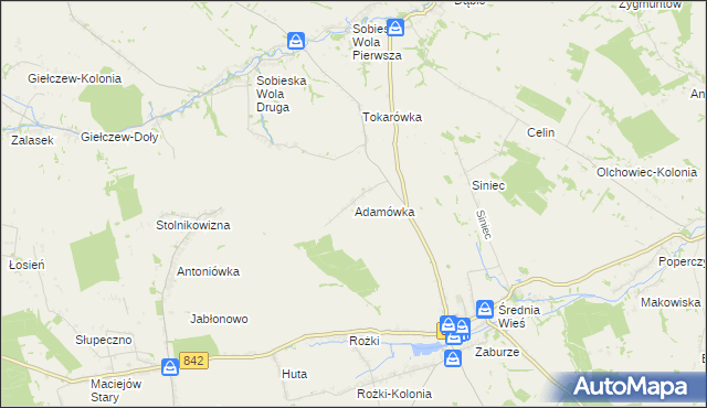 mapa Adamówka gmina Żółkiewka, Adamówka gmina Żółkiewka na mapie Targeo