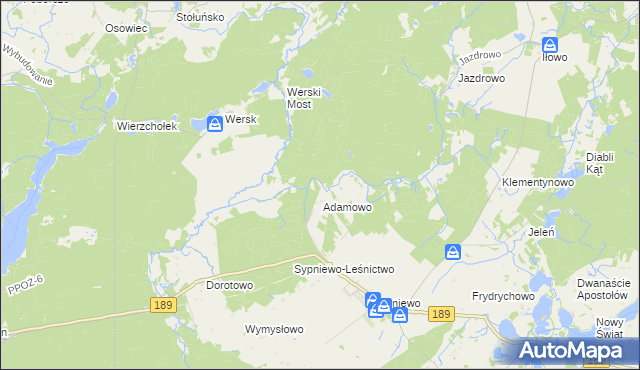 mapa Adamowo-Leśnictwo, Adamowo-Leśnictwo na mapie Targeo