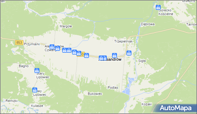 mapa Aleksandrów powiat biłgorajski, Aleksandrów powiat biłgorajski na mapie Targeo