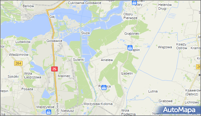 mapa Anielew gmina Kramsk, Anielew gmina Kramsk na mapie Targeo