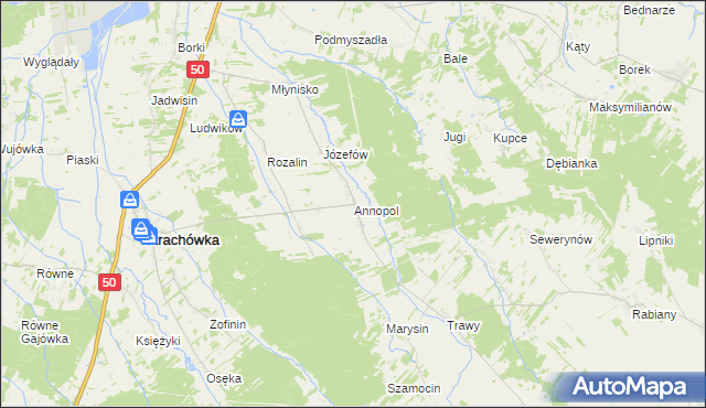 mapa Annopol gmina Strachówka, Annopol gmina Strachówka na mapie Targeo