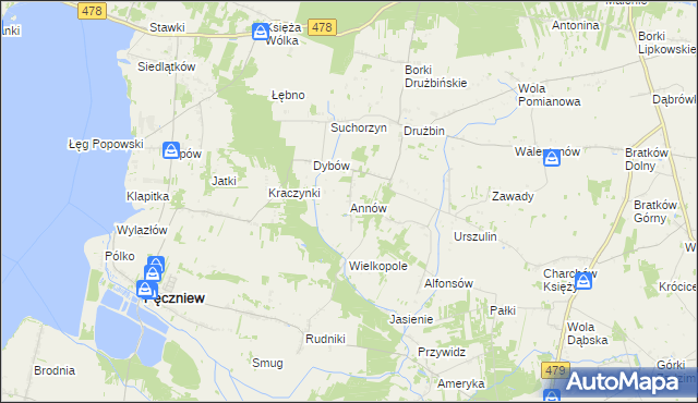 mapa Annów gmina Zadzim, Annów gmina Zadzim na mapie Targeo