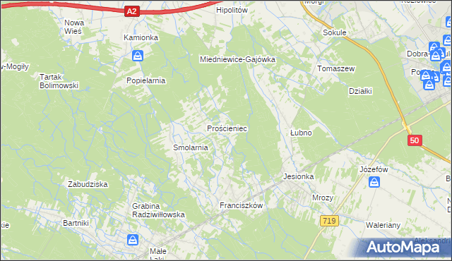 mapa Antoniew gmina Wiskitki, Antoniew gmina Wiskitki na mapie Targeo
