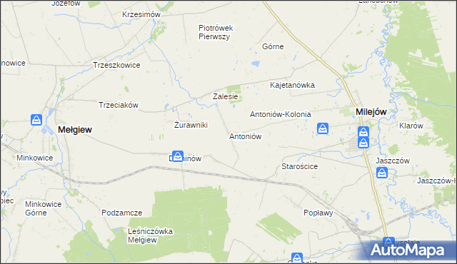 mapa Antoniów gmina Milejów, Antoniów gmina Milejów na mapie Targeo