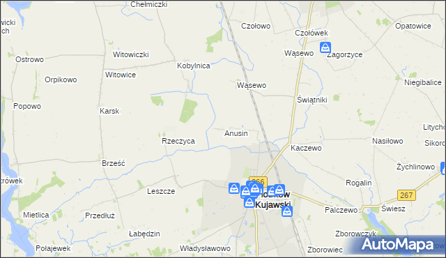 mapa Anusin gmina Piotrków Kujawski, Anusin gmina Piotrków Kujawski na mapie Targeo