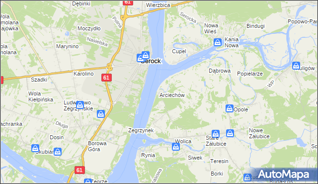 mapa Arciechów gmina Radzymin, Arciechów gmina Radzymin na mapie Targeo