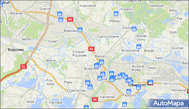 mapa Babice gmina Oświęcim, Babice gmina Oświęcim na mapie Targeo